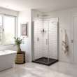 Manhattan Square 36 x 36 x 72 in. 6mm Pivot Shower Door for Corner Installation with Clear glass & Round Handle in Chrome
