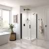 Manhattan Square 36 x 36 x 72 in. 6mm Pivot Shower Door for Corner Installation with Clear glass & Round Handle in Matte Black