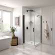 Manhattan Square 36 x 36 x 72 in. 6mm Pivot Shower Door for Corner Installation with Clear glass & Round Handle in Matte Black