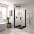 Manhattan Square 36 x 36 x 72 in. 6mm Pivot Shower Door for Corner Installation with Clear glass & Square Handle in Matte Black