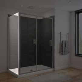 Connect Pro Return Panel for 36 in. Base with Clear glass in Chrome
