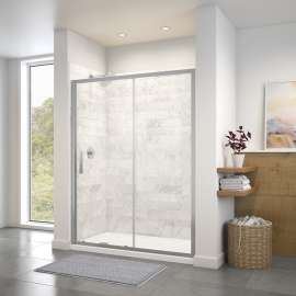 Connect 55 1/2-57 x 72 in. 6mm Sliding Shower Door for Alcove Installation with Clear glass in Chrome