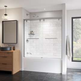 Uptown 56-59 x 58 in. 8 mm Bypass Tub Door for Alcove Installation with Clear glass in Chrome