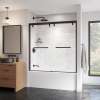 Uptown 56-59 x 58 in. 8 mm Bypass Tub Door for Alcove Installation with Clear glass in Dark Bronze