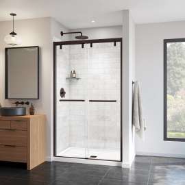 Uptown 44-47 x 76 in. 8 mm Bypass Shower Door for Alcove Installation with Clear glass in Dark Bronze