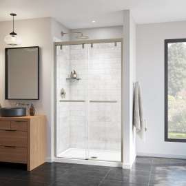 Uptown 44-47 x 76 in. 8 mm Bypass Shower Door for Alcove Installation with Clear glass in Brushed Nickel