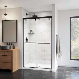 Uptown 44-47 x 76 in. 8 mm Bypass Shower Door for Alcove Installation with Clear glass in Matte Black