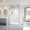Uptown 44-47 x 76 in. 8 mm Sliding Shower Door for Alcove Installation with Clear glass in Chrome & White Marble