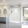 Uptown 56-59 x 76 in. 8 mm Sliding Shower Door for Alcove Installation with Clear glass in Chrome & White Marble
