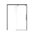 Uptown 56-59 x 76 in. 8 mm Sliding Shower Door for Alcove Installation with Clear glass in Matte Black & Wood