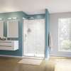 Uptown 45-47 x 76 in. 8 mm Pivot Shower Door for Alcove Installation with Clear glass in Chrome & White Marble