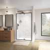Uptown 45-47 x 76 in. 8 mm Pivot Shower Door for Alcove Installation with Clear glass in Matte Black & Wood