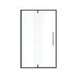 Uptown 45-47 x 76 in. 8 mm Pivot Shower Door for Alcove Installation with Clear glass in Matte Black & Wood