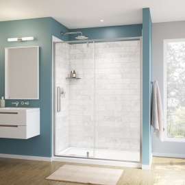 Uptown 57-59 x 76 in. 8 mm Pivot Shower Door for Alcove Installation with Clear glass in Chrome