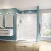 Uptown 57-59 x 76 in. 8 mm Pivot Shower Door for Alcove Installation with Clear glass in Chrome & White Marble