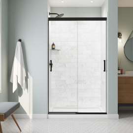 Incognito 76 44-47 x 76 in. 8mm Bypass Shower Door for Alcove Installation with Clear glass in Matte Black