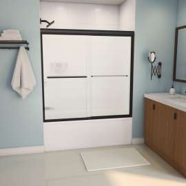 Aura 55-59 x 57 in. 6 mm Bypass Tub Door for Alcove Installation with Fluted glass in Matte Black