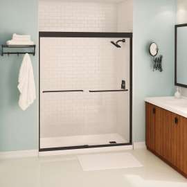 Aura 55-59 x 71 in. 6mm Bypass Shower Door for Alcove Installation with Clear glass in Matte Black