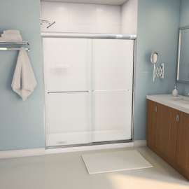 Aura 55-59 x 71 in. 6 mm Bypass Shower Door for Alcove Installation with Fluted glass in Chrome
