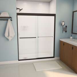 Aura 55-59 x 71 in. 6 mm Bypass Shower Door for Alcove Installation with Fluted glass in Dark Bronze