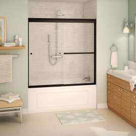 Aura 55-59 x 57 in. 8 mm Bypass Tub Door for Alcove Installation with Clear glass in Dark Bronze