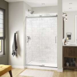 Revelation Square 44-47 x 70 1/2-73 in. 8mm Bypass Shower Door for Alcove Installation with Clear glass in Chrome