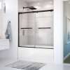 Duel 56-59 x 55 1/2-59 in. 8 mm Bypass Tub Door for Alcove Installation with Clear glass in Dark Bronze