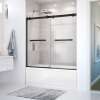 Duel 56-59 x 55 1/2-59 in. 8 mm Bypass Tub Door for Alcove Installation with Clear glass in Matte Black