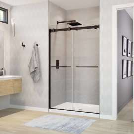 Duel 44-47 x 70 1/2-74 in. 8 mm Bypass Shower Door for Alcove Installation with Clear glass in Dark Bronze