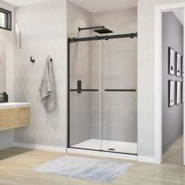 Duel 44-47 x 70 1/2-74 in. 8 mm Bypass Shower Door for Alcove Installation with Clear glass in Matte Black