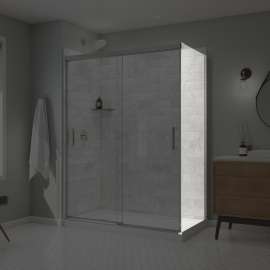 Incognito 76 Return Panel for 32 in. Base with Clear glass in Chrome