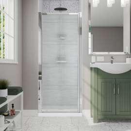 Pivolok 23-24 3/4 x 64 1/2 in. Pivot Shower Door for Alcove Installation with Raindrop glass in Chrome
