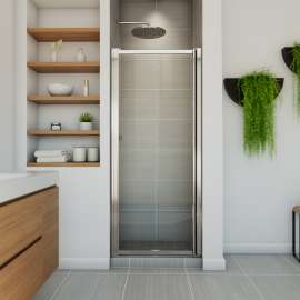 Pivolok 27-28 3/4 x 64 1/2 in. Pivot Shower Door for Alcove Installation with Clear glass in Chrome