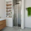 Pivolok 27-28 3/4 x 64 1/2 in. Pivot Shower Door for Alcove Installation with Clear glass in Chrome