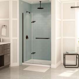Reveal 71 44-47 x 71 1/2 in. 8mm Pivot Shower Door for Alcove Installation with Clear glass in Dark Bronze