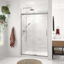 Revelation Round 44-47 x 70 1/2-73 in. 8mm Bypass Shower Door for Alcove Installation with Clear glass in Chrome