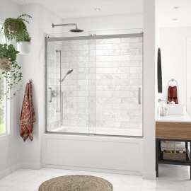 Revelation Round 56-59 x 56 3/4-59 1/4 in. 8mm Bypass Tub Door for Alcove Installation with Clear glass in Chrome