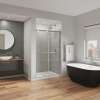 Duel Alto 44-47 X 78 in. 8mm Bypass Shower Door for Alcove Installation with GlassShield(R) glass in Brushed Nickel & Matte White