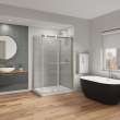 Duel Alto 44-47 X 78 in. 8mm Bypass Shower Door for Alcove Installation with GlassShield(R) glass in Brushed Nickel & Matte White