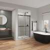 Duel Alto 44-47 X 78 in. 8mm Bypass Shower Door for Alcove Installation with GlassShield(R) glass in Matte Black & Chrome