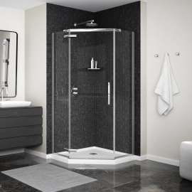 Link Curve Neo-angle 40 x 40 x 75 in. 8mm Pivot Shower Door for Corner Installation with Clear glass in Chrome