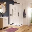 Hana Rectangular 42 x 34 x 75 in. 8mm Pivot Shower Door for Corner Installation with Clear glass in Dark Bronze