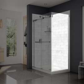 Duel and Inverto Return Panel for 32 in. Base with Clear glass in Chrome