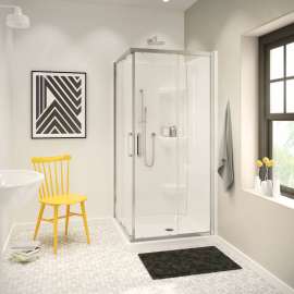 Radia Square 36 x 36 x 71 1/2 in. 6mm Sliding Shower Door for Corner Installation with Clear glass in Chrome