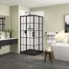 Radia Square 36 x 36 x 71 1/2 in. 6 mm Sliding Shower Door for Corner Installation with French glass in Matte Black