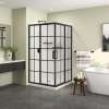 Radia Square 42 x 42 x 71 1/2 in. 6 mm Sliding Shower Door for Corner Installation with French glass in Matte Black