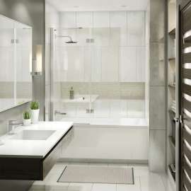 Edge Duo 42 x 58 in. 8 mm Pivot Tub Screen for Alcove Installation with Clear glass in Chrome