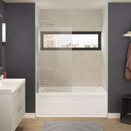 Axial 30 x 55 1/2 in. 6 mm Tub Screen for Alcove Installation with Clear glass in Chrome