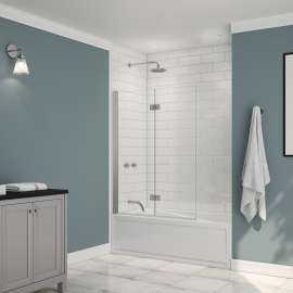 Edge Access 42 x 56 in. 6 mm Pivot Tub Screen for Alcove Installation with Clear glass in Chrome