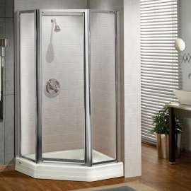 Silhouette Plus Neo-angle 38 x 38 x 70 in. Pivot Shower Door for Corner Installation with Clear glass in Chrome